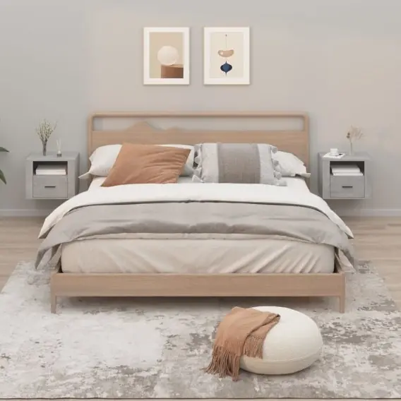 Premium Szafki nocne, wiszące, 2 szt., 50x36x40 cm, szarość betonu Lumarko! - Hurtownia wielobranżowa Lumarko